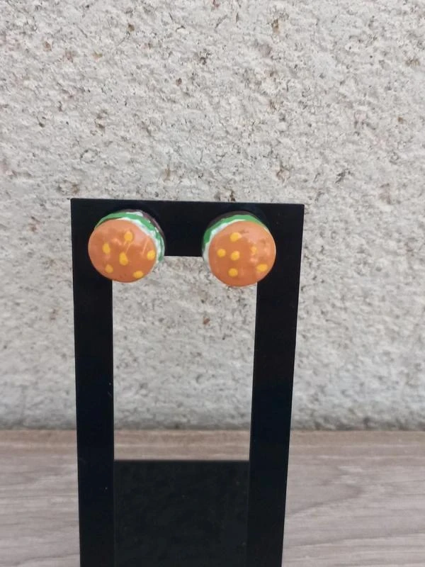 Paire De Boucles D'Oreilles Clou "Hamburger"